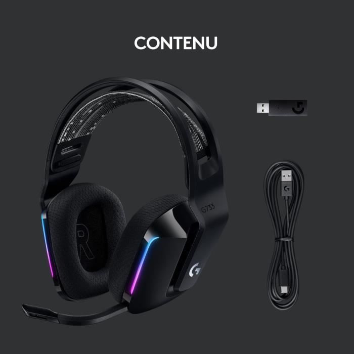 Gaming Headphones - Wireless - LOGITECH G - G733 LIGHTSPEED - Black