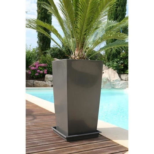 Riviera Flower Pot Nuance -Carré - 29 x 29 x H 52 cm - 32.6 L - glitter gray