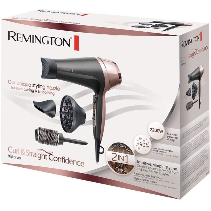 Remington D5706 Hairdressing Set, Ionic Hair Dryer Curl Confidence 2200W, 45mm Brush, Ceramic Grid, Lightweight, Silent