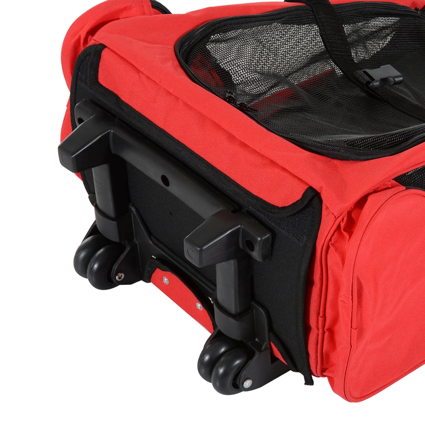 Pawhut Hundetransporttasche, Haustierrucksack, 2-in-1-Design, ausziehbarer Griff, Seitentaschen, Rot, 42 x 25 x 55cm
