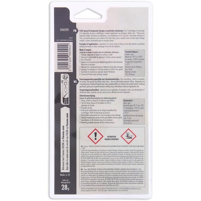 Facom Epoxy glue - Bi -component syringe with cap - 28g