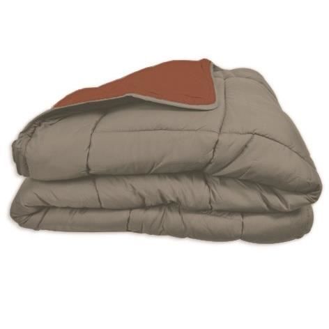 POYET MOTTE Microfiber duvet 400g / m² CALGARY - 220 x 240 cm - Pebble gray and Gimgember brown
