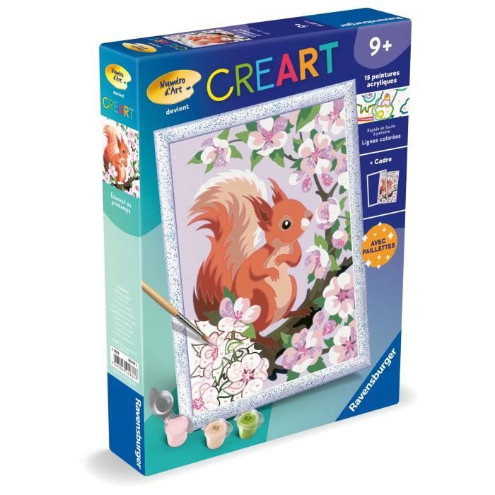 CreArt Kids 18x24cm Squirrel in Spring, Paint by Numbers Kit, Ages 9+, 25837, Ravensburger