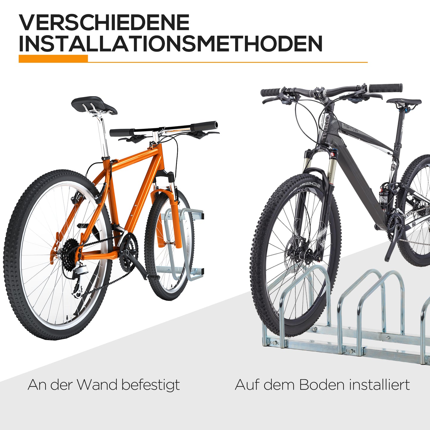 HOMCOM Fahrradständer für 6 Fahrräder wetterfest Wand- oder Bodenmontage Stahl 179 x 33 x 27cm
