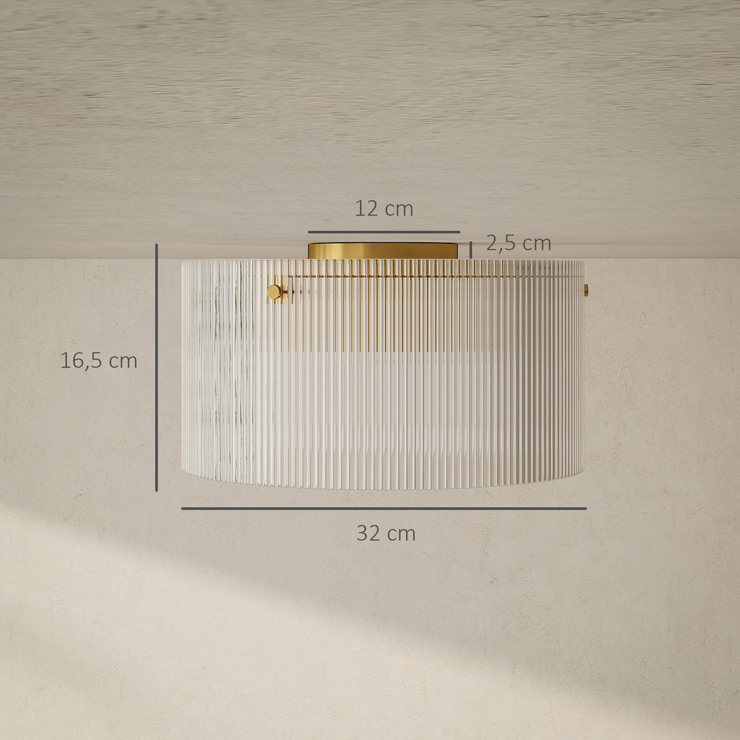 HOMCOM Deckenlampe mit Acryllampenschirm, Metall, Halogen- und LED-kompatibel