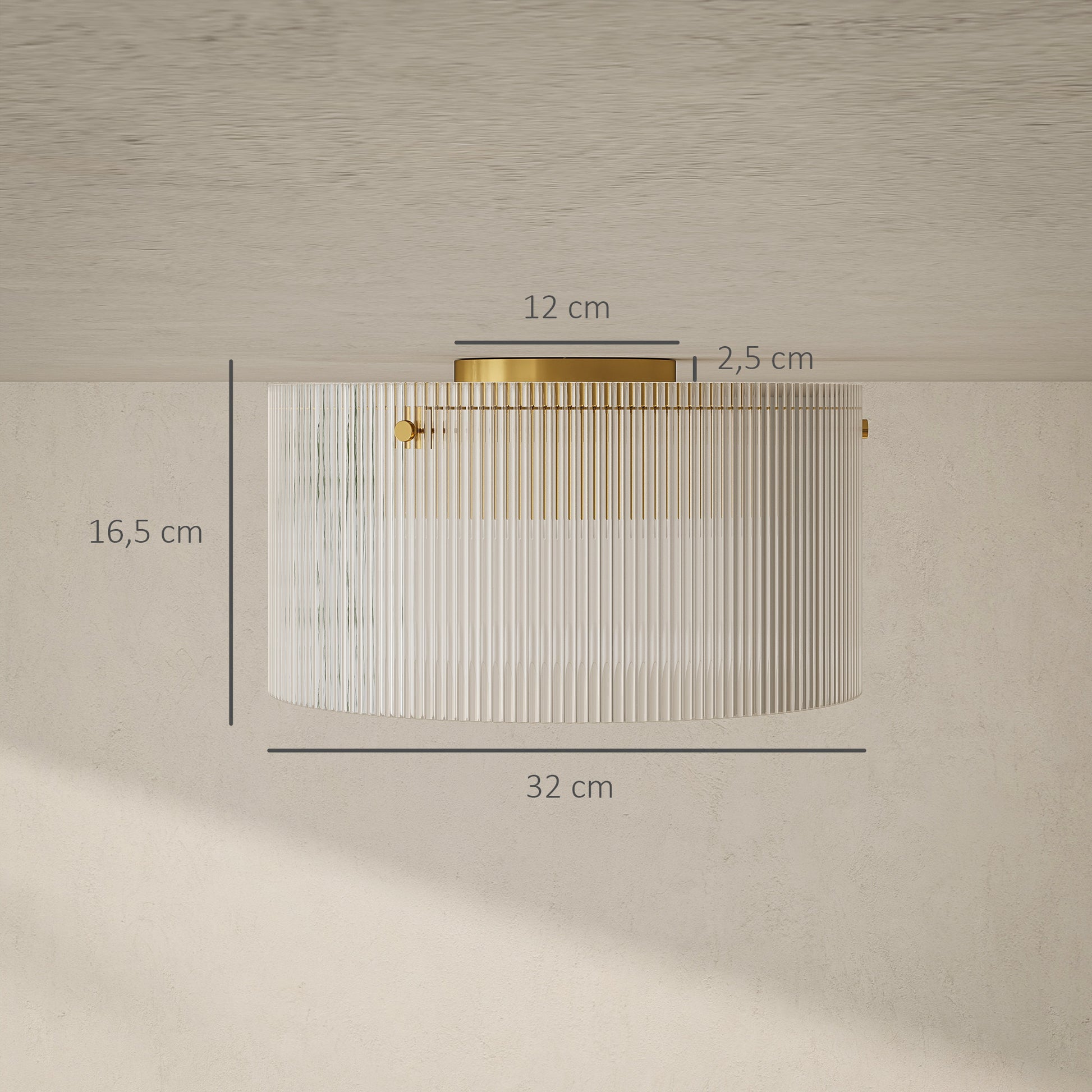 HOMCOM Deckenlampe mit Acryllampenschirm, Metall, Halogen- und LED-kompatibel