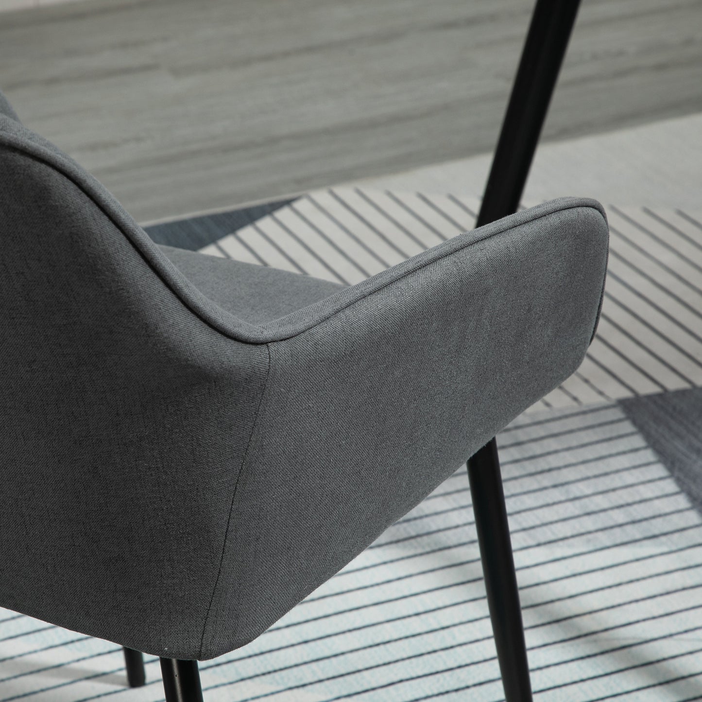 HOMCOM 2er Set Esszimmerstühle Essstühle Polsterstuhl mit atmungsaktivem Leinenbezug Wohnzimmerstuhl Sessel Küchenstuhl mit Rückenlehne Armlehne Leinen Dunkelgrau 59,5 x 56,5 x 81 cm