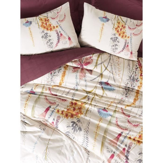 Bedding set - 1 duvet cover 220 x 240 cm + 2 pillowcases 60 x 60 cm - 100% cotton - Red