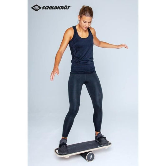 Balance board - Fitness - SCHILDKRÖT - Non-slip - Diameter 11 cm - 73.5 x 28 cm - WOODEN BALANCE BOARD