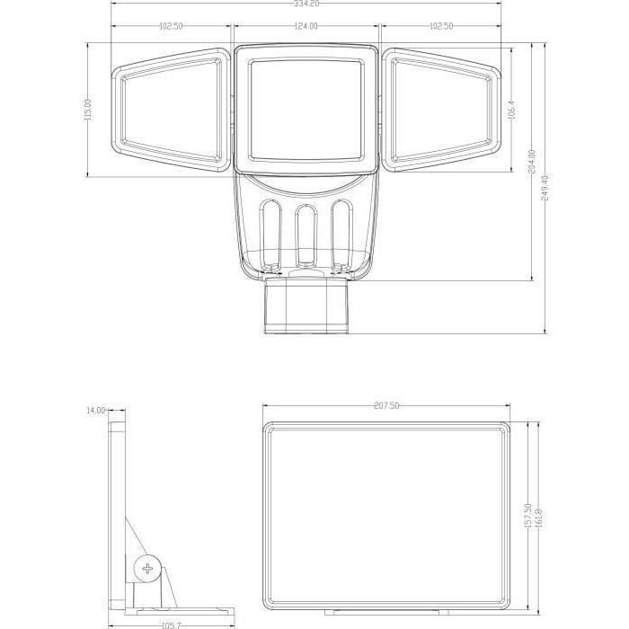 GALIX G4442 3-Head Solar Floodlight - 1500 Lumens - 182 SMD LEDs - AUTO or Forced Operation Mode
