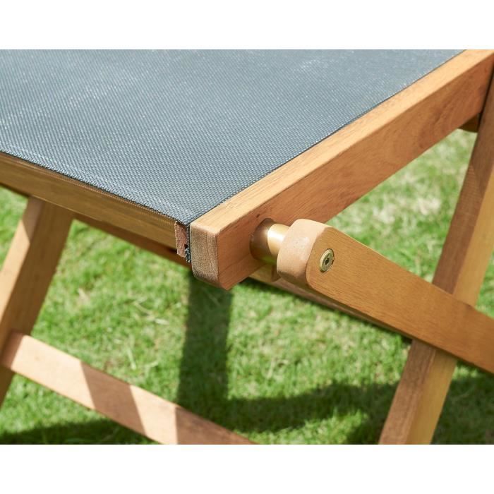 Set of 4 FSC acacia wood garden chairs and textilene seat - 50 x 57 x 90 cm - Gray