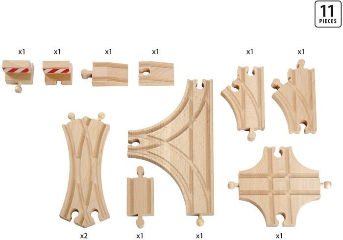 BRIO World - 33307 - Evolution Avance 11 Rails Box - Accessory for wooden train circuit - Assortment of rails - from 3 years old