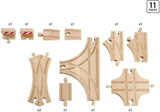 BRIO World - 33307 - Evolution Avance 11 Rails Box - Accessory for wooden train circuit - Assortment of rails - from 3 years old