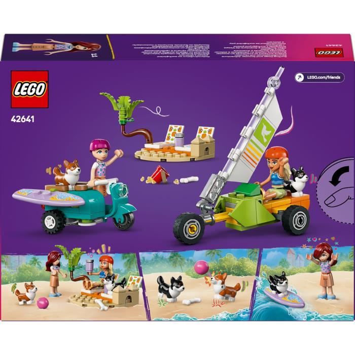 LEGO Friends 42641 Surfing Dogs and Scooter Adventures - Interactive Toy with Corgis