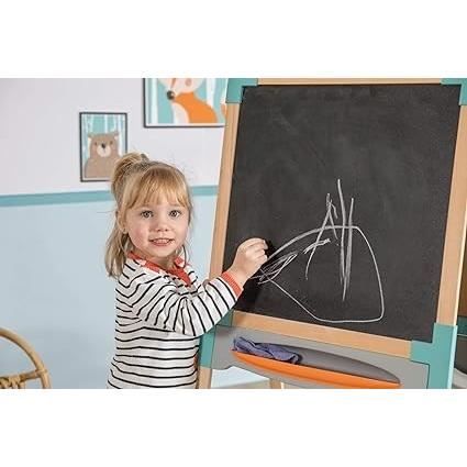 Smoby - Double-sided wooden board - Chalk and magnetic whiteboard - Foldable and adjustable height - 80 accessories - From 3 years old