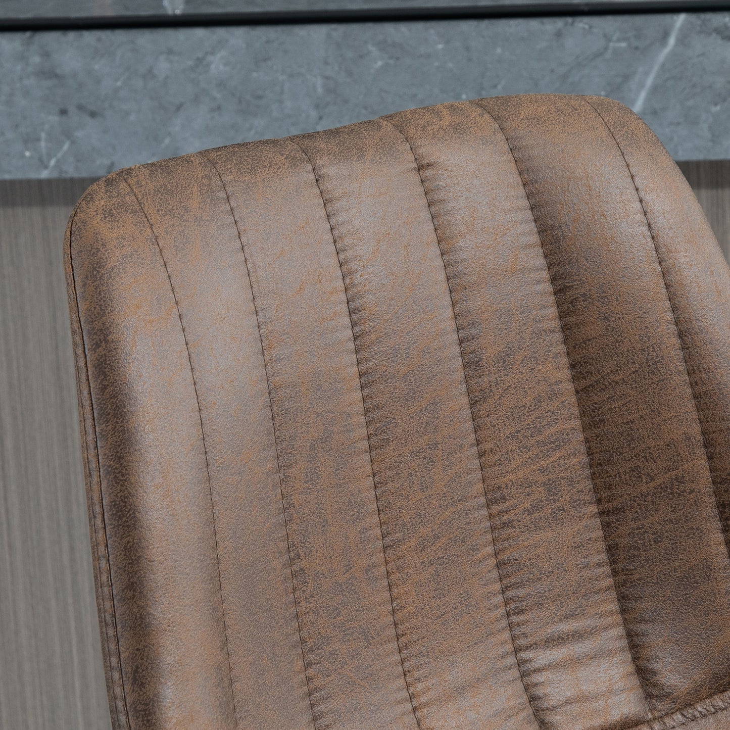 HOMCOM 2er-Set Barhocker im Retrodesign, inkl. Fußstütze, höhenverstellbar, Gaslift, Braun + Schwarz