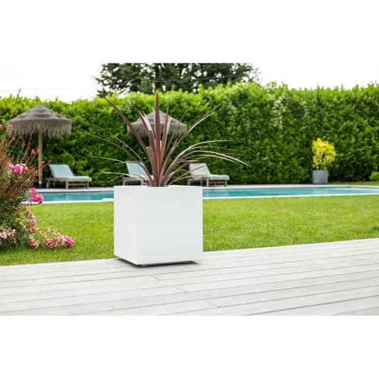PLASTIC EDA Graphit Square Flower Tray - 57 L - 49.5 x 49.5 x 49.5 cm - White ceruse