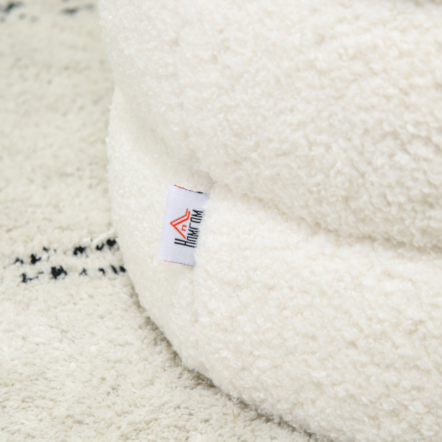 HOMCOM Hocker, rund, Teddyfleece, bis 120kg, Φ40x45H cm, Cremeweiß