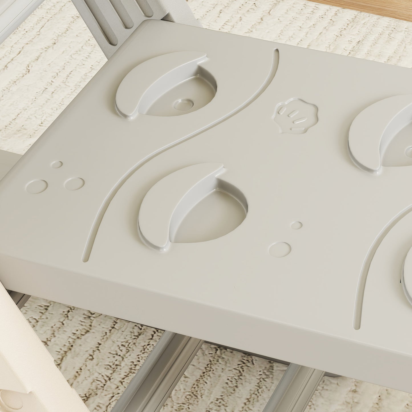 AIYAPLAY Klettergerüst Indoor, 5 in 1 Kletterdreieck mit Rutsche, Kletterbogen, inkl. doppelseitige Rampe, Spielplatz Indoor für Kinder 18-48 Monate, Grau+Weiß