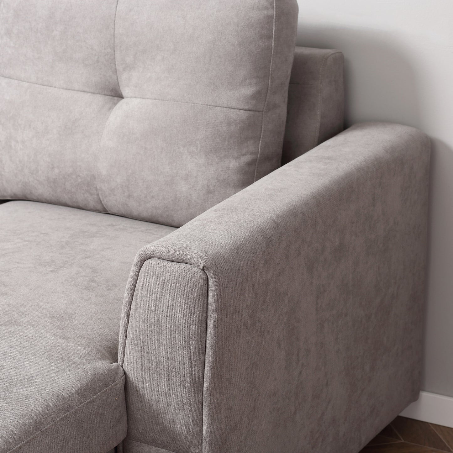 HOMCOM 3-Sitzer-Sofa mit Bettfunktion, Schlafsofa mit Chaiselongue, Polstersofa, Grau