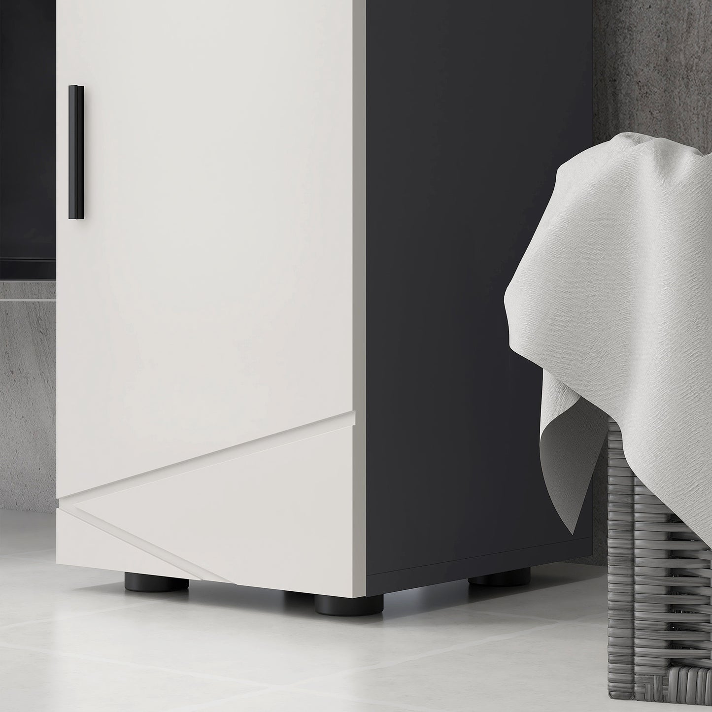 kleankin Badezimmerschrank, Badkommode, verstellbare Regale, bis zu 25 kg belastbar, Grau