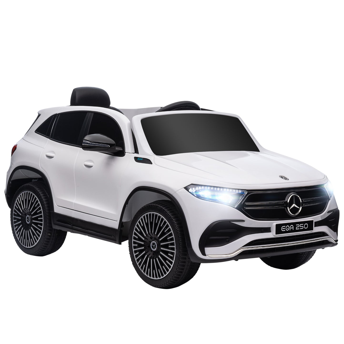 HOMCOM Elektro Kinderauto, lizenzierter Mercedes-Benz EQA, 3-8 km/h, Musik, Scheinwerfer, Hupe, Fernsteuerung, weiß