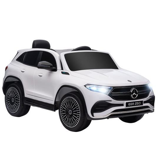 HOMCOM Elektro Kinderauto, lizenzierter Mercedes-Benz EQA, 3-8 km/h, Musik, Scheinwerfer, Hupe, Fernsteuerung, weiß