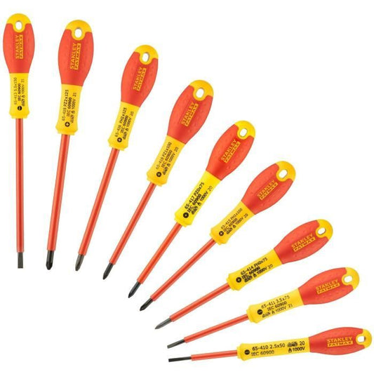Set of 10 Screwdrivers - STANLEY FATMAX - FMHT62573-0 - Insulated 1000V - Electrician + Phillips + Pozidriv + Tester