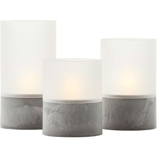 Set of 3 BRILLIANT LED CANDLE table lamps - 2500K - Plastic and glass - Grey and matt white