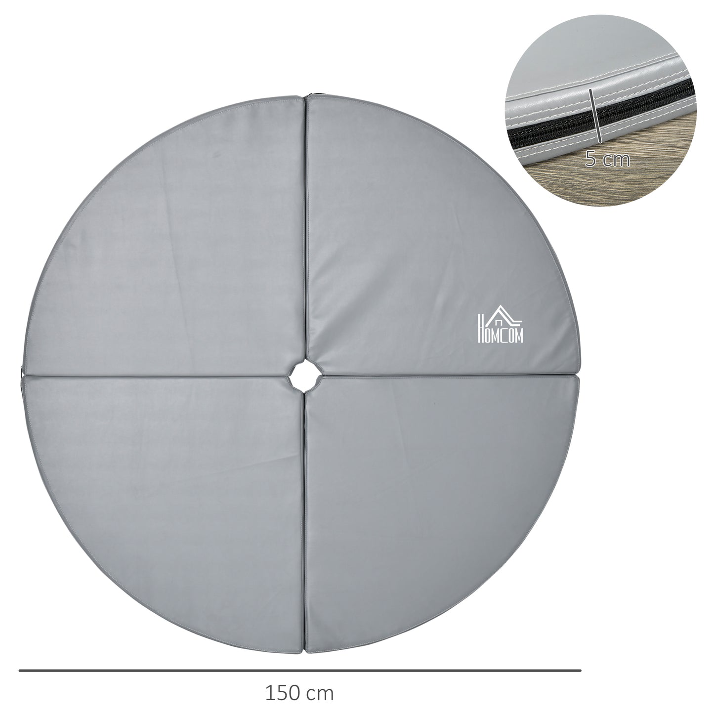HOMCOM Pole-Dance-Matte, 5 cm dicke runde Kunststoff-Matte für Pole-Dance-Übungen, Gymnastik, Yoga, Hellgrau