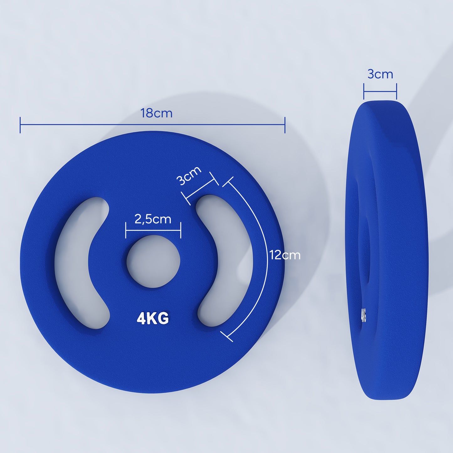 SPORTNOW 2 x 4 kg Gewichtsplatten mit praktischen Handgriffen, Gewichts-Set für Home-Gym, Fitnessstudio, Stärke-Training, Blau