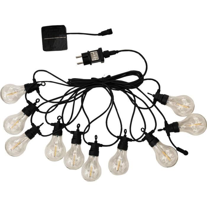 Outdoor light garland - LUMISKY - PARTY CLEAR HYBRID - 7.50 m - Solar and mains - 10 globes - Warm white LED