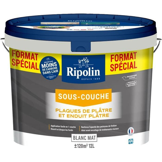 Undercoat paint for plasterboard - RIPOLIN - 290380 - White - Matt - 12 L