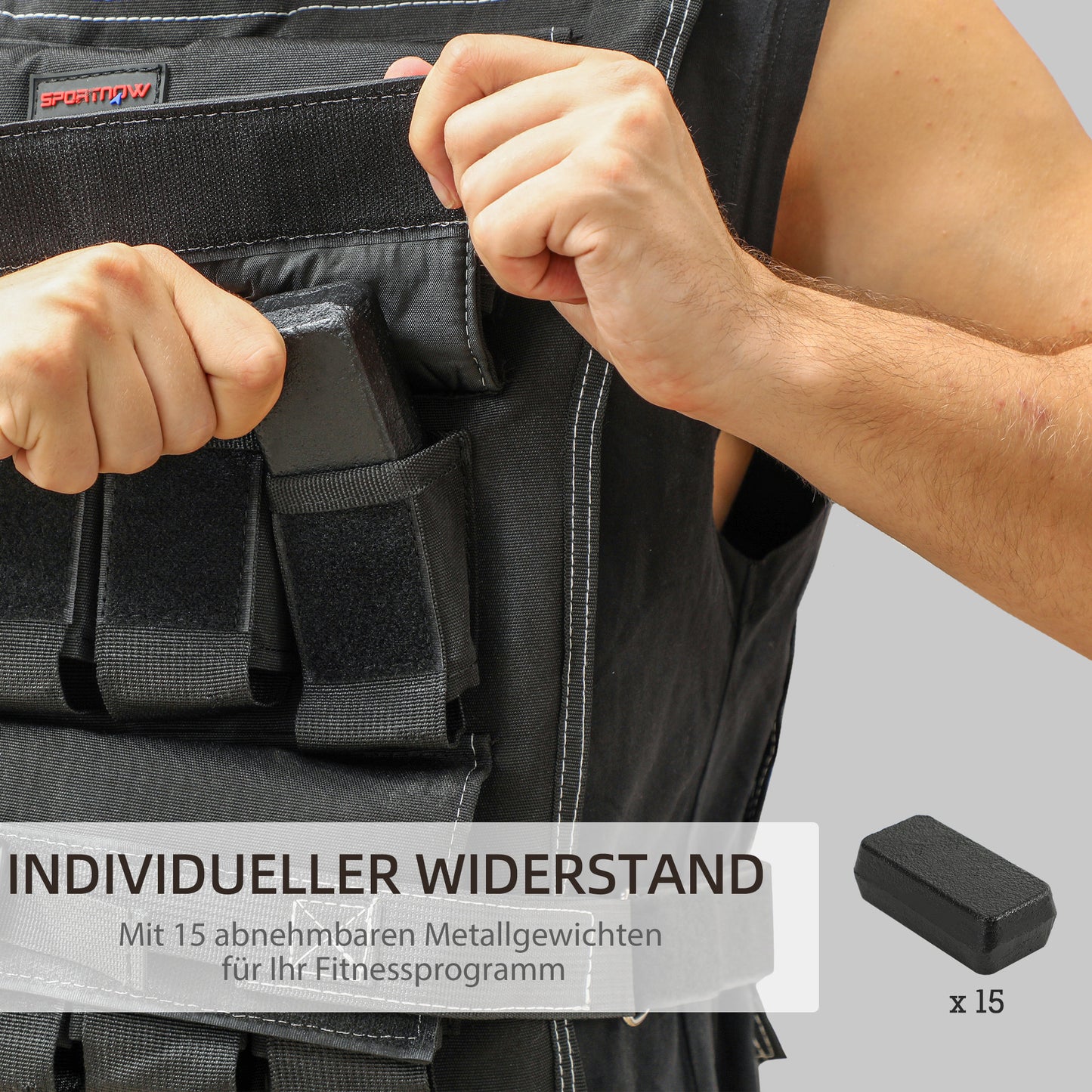 SPORTNOW 15 kg Anpassbare Gewichtsweste mit verstellbaren Gurten und reflektierenden Streifen, für Männer und Frauen