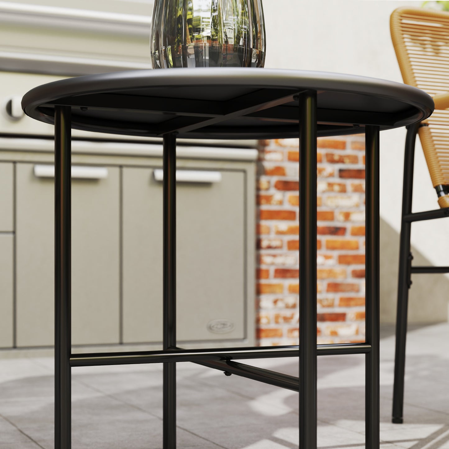 Outsunny 3-tlg. Rattan Bistroset, Sitzgruppe, Gartengarnitur mit 2 Gartensesseln, Couchtisch 54 x 66 x 76 cm Gelb