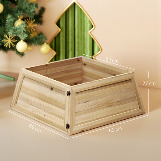HOMCOM Weihnachtsbaumrock 65 x 65 cm Weihnachtsbaum Kragen aus Tannenholz Naturholz