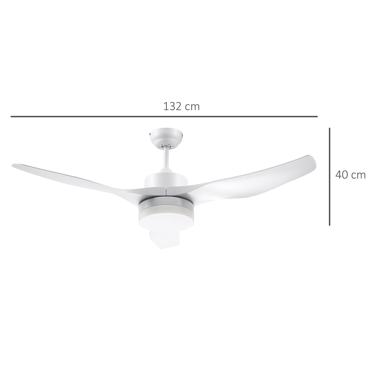HOMCOM Deckenventilator mit LED-Licht, 2-in-1 Design, mit Timer, Fernbedienung, Deckenlampe mit Ventilator, Weiß
