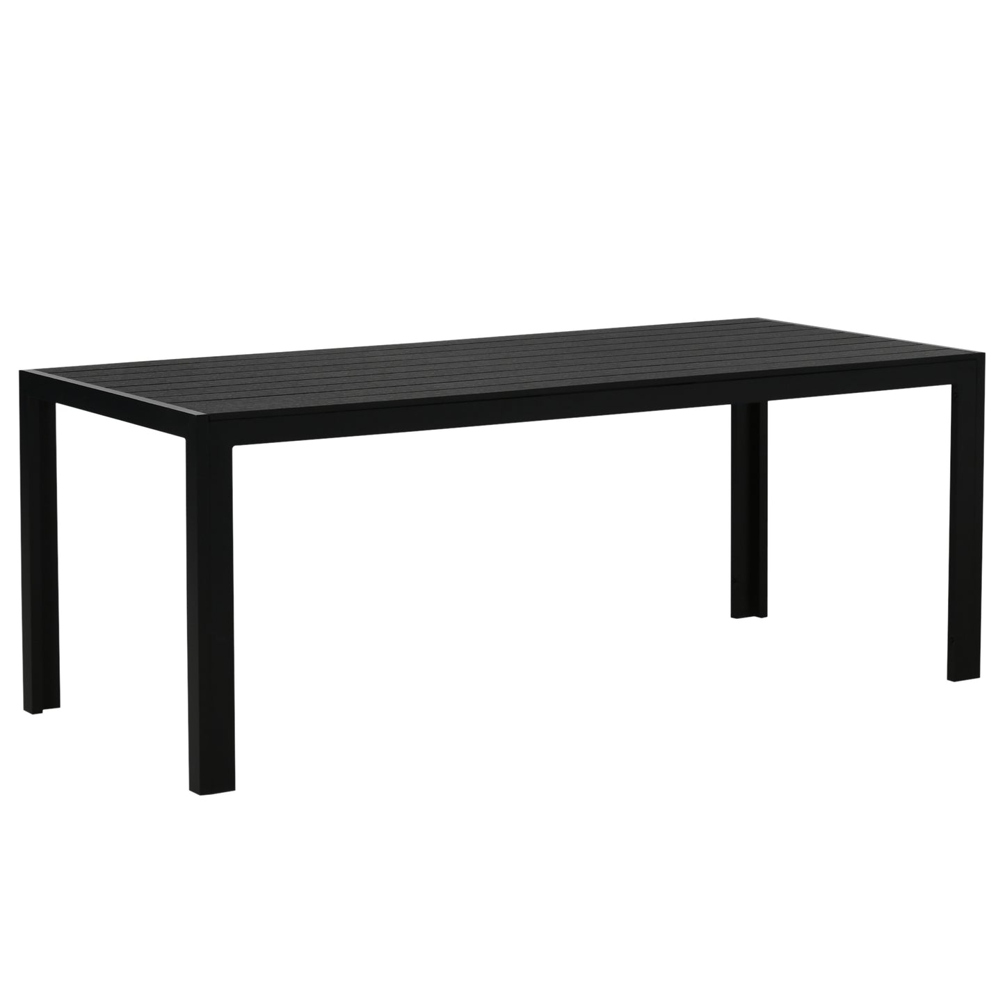 Outsunny Gartentisch Kunststoff 190 x 84,5 x 72 cm Wetterfest, Holz Optik, Holzstrukur, rutschfest Buffettisch Campingtisch Balkontisch Terrassentisch Outdoor Esstisch für Garten, Balkon Schwarz