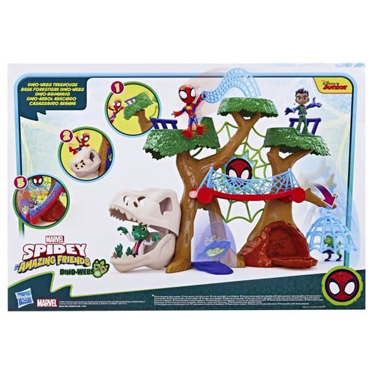 Spidey Dino-Webs Forest Base Playset, Superhero Figures and Accessories, Ages 3 and Up, Spidey and Friends