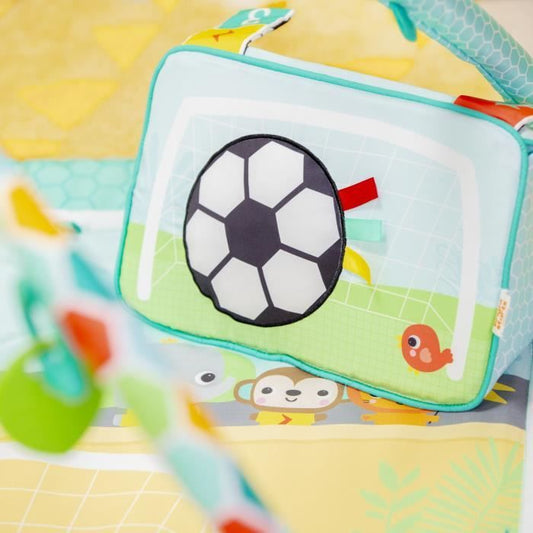 BRIGHT STARTS Football Play Mat, Play Arch with Detachable Oball Toys, Music and Lights, Dimensions: 47 x 74 x 74