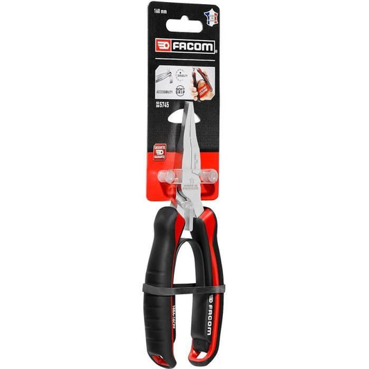 Straight flat -plague pliers 168 mm Facom - 188A.16CPEPB - Thin 46mm length and finely striated beak to strengthen the socket