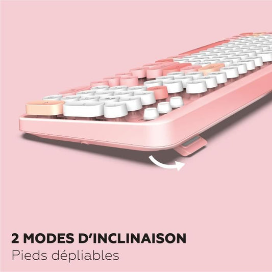 Wireless keyboard + mouse combo - MOBILITY LAB - Pure Color - Pink - Ergonomic design - Discreet typing