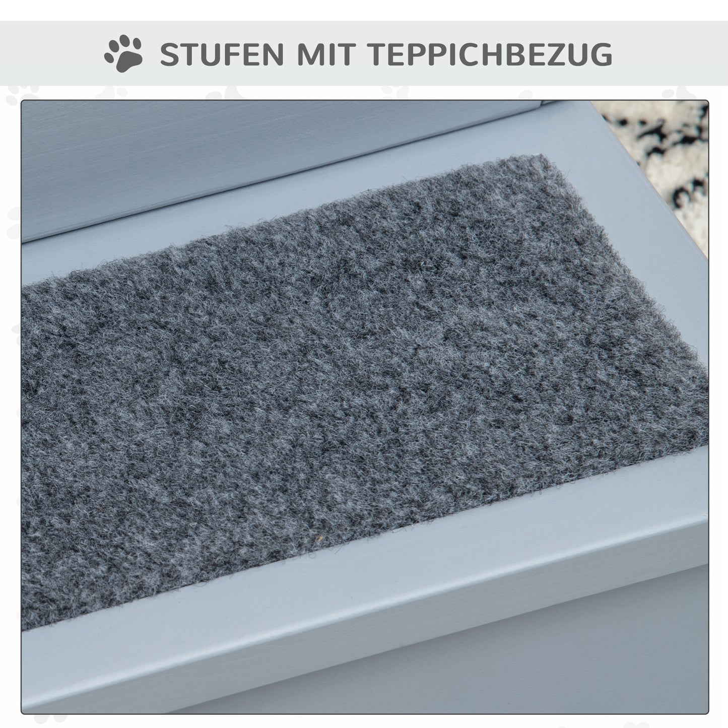 PawHut Hundetreppe 3 Stufen 38 cm Hoch Haustiertreppe für kleine bis mittelgroße Hunde Katzentreppe Hunderampe Einstiegshilfe für Bett, Sofa, Couch und Auto Grau
