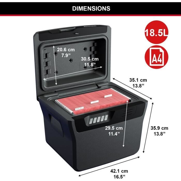 MASTER LOCK Safety Case / Safe - Fireproof and Waterproof - Electronic Combination - 18.5L