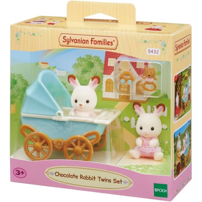 Sylvanian Families - 5432 - Chocolate Bunny Twins and Double Stroller - Furniture