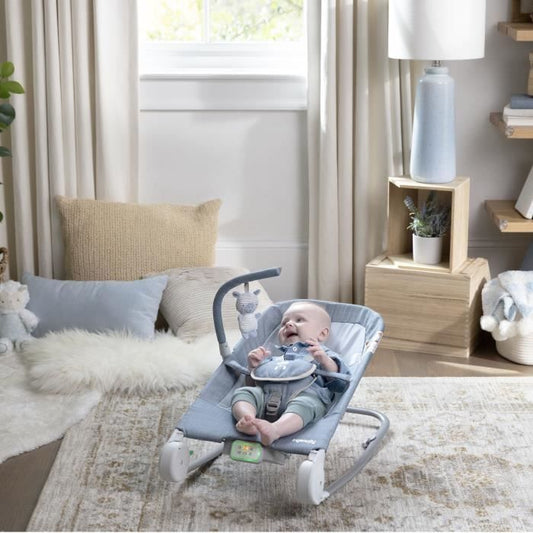 INGENUITY Happy belly deckchair - Chambray, Fixed or rocking position, Ultra-compact folding with storage bag provided