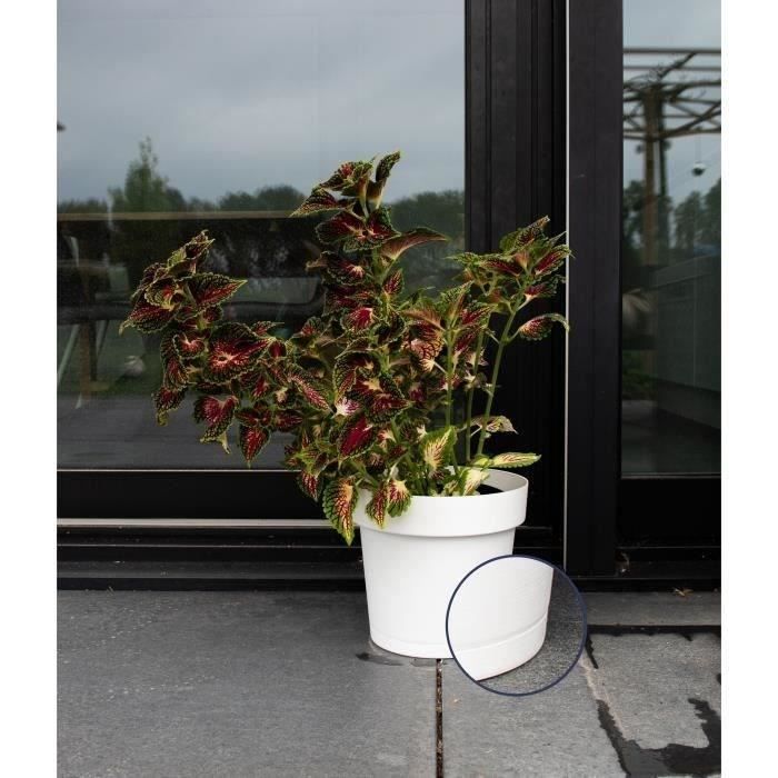 Water reserve pot - GARDEN ID Glamour - White 40 cm - Grainy surface - Indoor/outdoor - Sleek design.