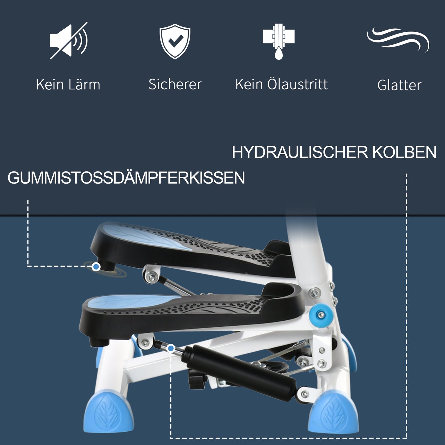 HOMCOM Stepper Fitnessgerät, LCD-Monitor, rutschfeste Pedale, Stahl und ABS, 55x44x108 cm, bis 100 kg