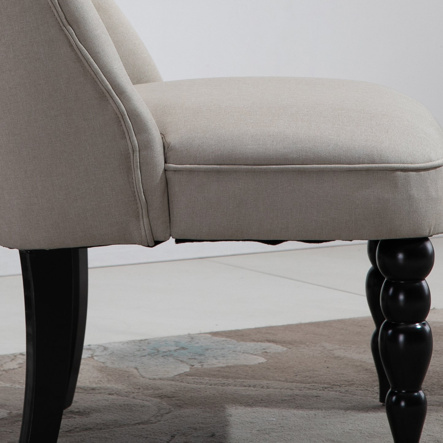 HOMCOM Relaxsessel Vintage Ruhesessel Relaxstuhl Polstersessel Esszimmerstuhl Leinenbezug Holzgestell Beige+Schwarz 67 x 67 x 78 cm