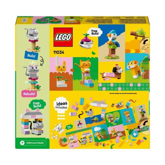 LEGO 11034 Classic Creative Pets, Animal Toy, Dog, Cat, Rabbit, Hamster and Bird Model
